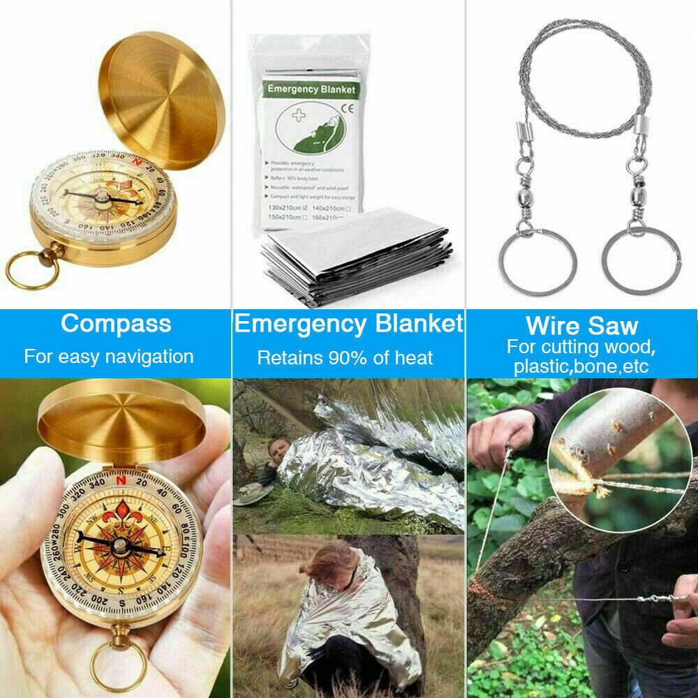 14 - In - 1 Outdoor Emergency Survival Kit Hiking Tactical Gear - Hikr - Backpack -
