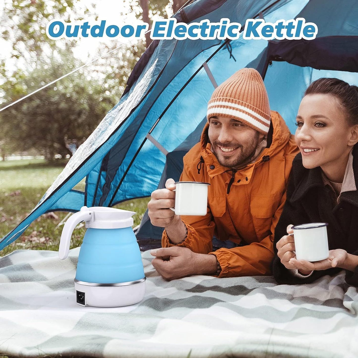 Lightweight camping kettle being used at campsite - Ideal for UK camping